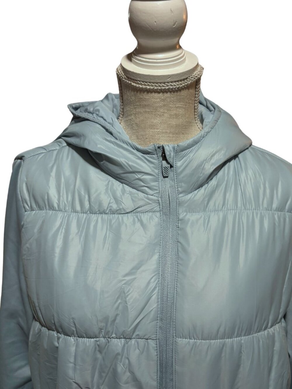 Avia Women XL 16-18 Blue Quilted Hooded Jacket Full Zip Lightweight Athlet